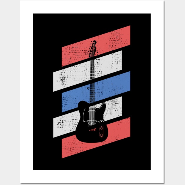 Retro Vintage T-Style Electric Guitar Wall Art by nightsworthy